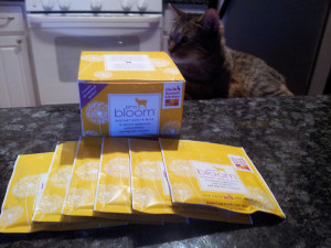 Me inspecting a few of the packets of Pro Bloom