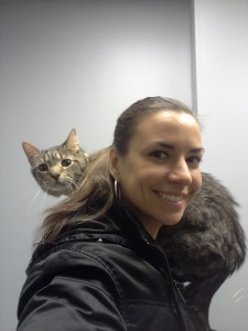 Avoiding the exam table in his favorite snuggle spot.