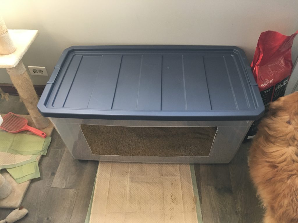large litter box with lid on it